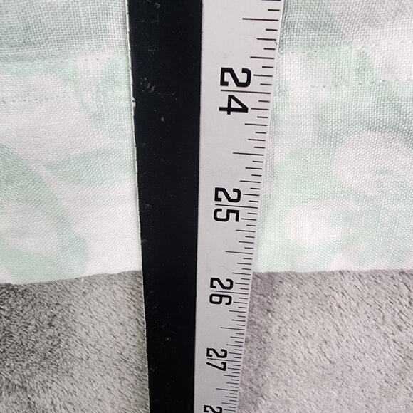 Womens Charter Club Blouse Shirt 100% Linen Teal White Floral Button Up Size 14 - Picture 9 of 10